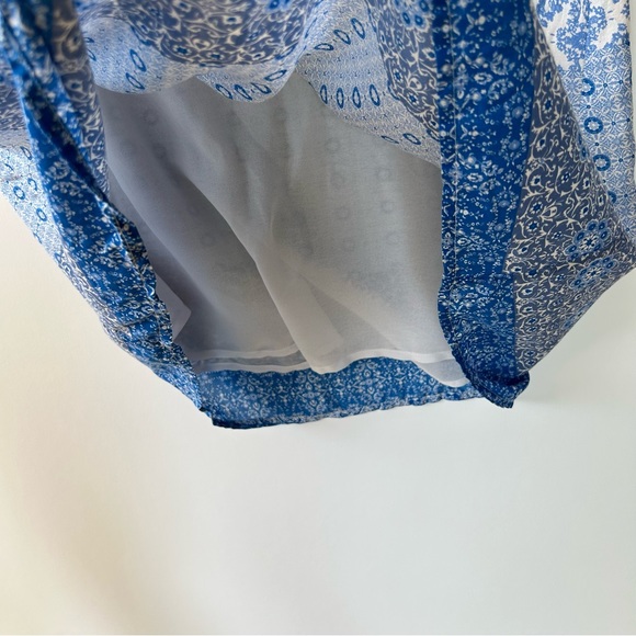 Lucky Brand Blue Floral Boho Patterned Sleeveless Prairie Tie Waist Dress Sz M - Picture 7 of 12